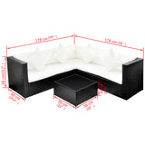 4 Piece Garden Lounge Set with Cushions Poly Rattan Black - Top-Down View
