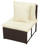 8 Piece Garden Lounge Set with Cushions Poly Rattan Brown - Top-Down View