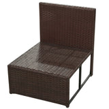 8 Piece Garden Lounge Set with Cushions Poly Rattan Brown - 45-Degree Angle