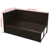 8 Piece Garden Lounge Set with Cushions Poly Rattan Brown - Low Angle