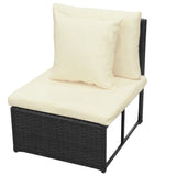 8 Piece Garden Lounge Set with Cushions Poly Rattan Black - Top-Down View