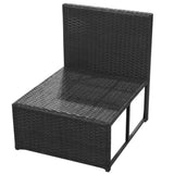8 Piece Garden Lounge Set with Cushions Poly Rattan Black - 45-Degree Angle