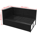 8 Piece Garden Lounge Set with Cushions Poly Rattan Black - Low Angle