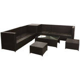 8 Piece Garden Lounge Set with Cushions Poly Rattan Brown - Top-Down View
