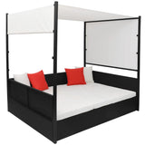 Garden Bed with Canopy Black 190x130 cm Poly Rattan - Side View