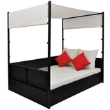 Garden Bed with Canopy Black 190x130 cm Poly Rattan - Top-Down View