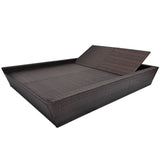 Outdoor Lounge Bed with Cushion Poly Rattan Brown - 45-Degree Angle