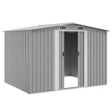 Garden Storage Shed Grey Metal 257x205x178 cm - Top-Down View