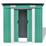 Garden Shed Green Metal - Front View