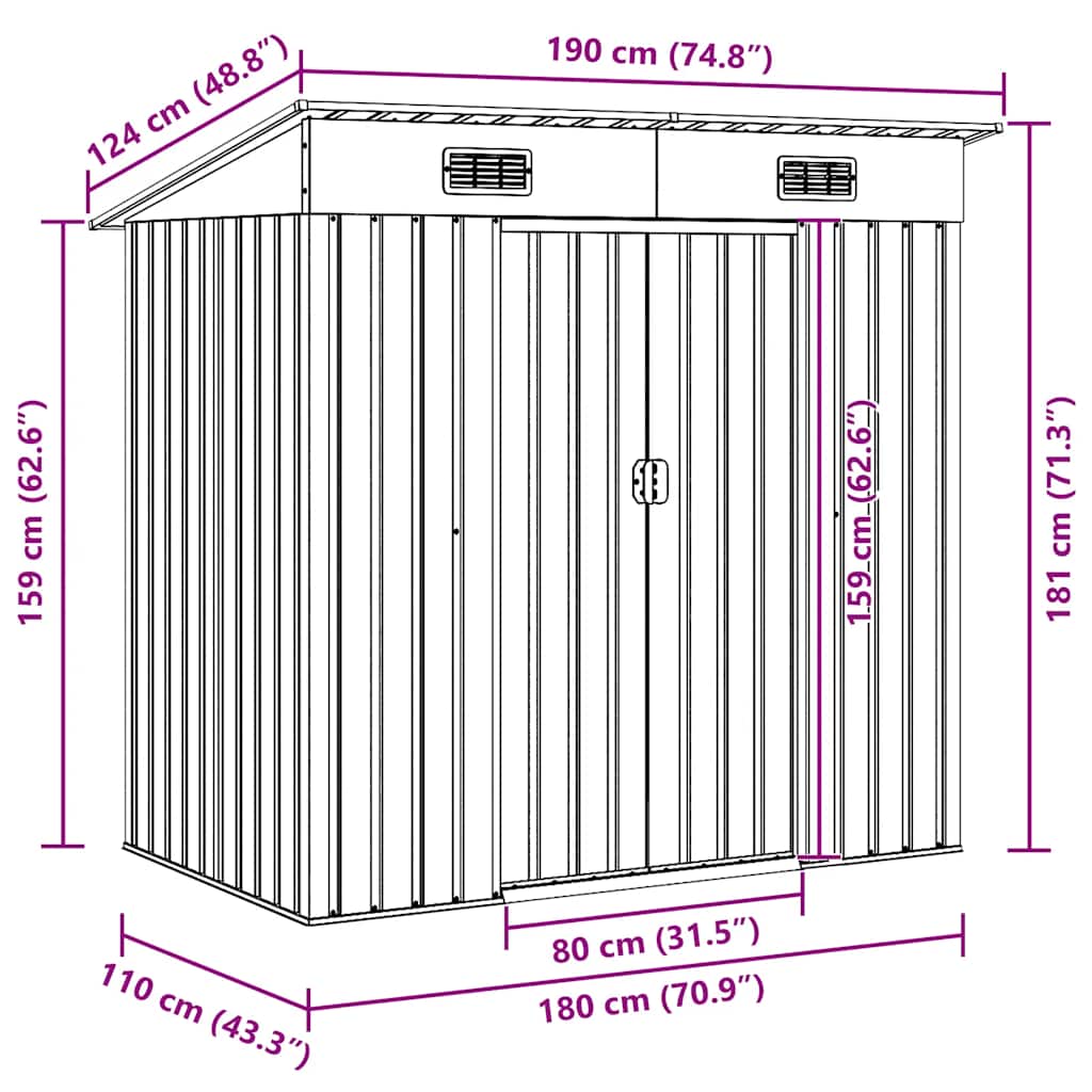 Garden Shed Green Metal