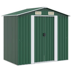 Garden Storage Shed Green Metal 204x132x186 cm