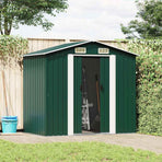 Garden Storage Shed Green Metal 204x132x186 cm