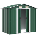 Garden Storage Shed Green Metal 204x132x186 cm - Top-Down View