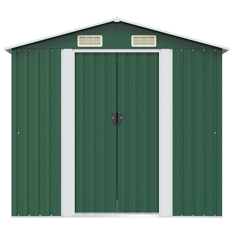 Garden Storage Shed Green Metal 204x132x186 cm