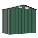 Garden Storage Shed Green Metal 204x132x186 cm - Close-Up Angle
