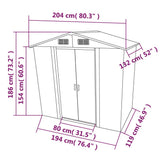 Garden Storage Shed Green Metal 204x132x186 cm - Low Angle