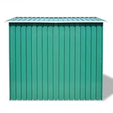 Garden Storage Shed Green Metal 257x205x178 cm - Side View