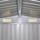 Garden Storage Shed Green Metal 257x205x178 cm - Close-Up Angle