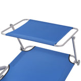 Sun Lounger with Canopy Steel Blue - Top-Down View