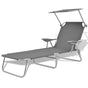 Sun Lounger with Canopy Steel Grey