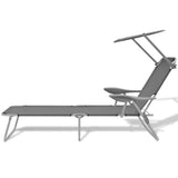 Sun Lounger with Canopy Steel Grey - Front View
