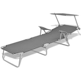 Sun Lounger with Canopy Steel Grey - Side View