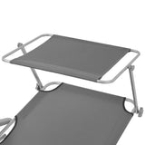 Sun Lounger with Canopy Steel Grey - Top-Down View