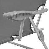 Sun Lounger with Canopy Steel Grey - 45-Degree Angle