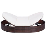 Outdoor Lounge Bed with Cushion Poly Rattan Brown - Front View