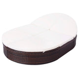 Outdoor Lounge Bed with Cushion Poly Rattan Brown - Side View