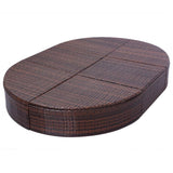 Outdoor Lounge Bed with Cushion Poly Rattan Brown - Rear View