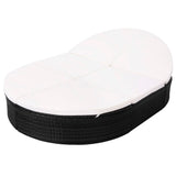 Outdoor Lounge Bed with Cushion Poly Rattan Black - Side View