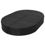 Outdoor Lounge Bed with Cushion Poly Rattan Black - Rear View