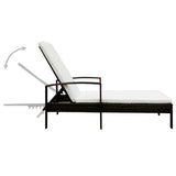 Sun Lounger with Cushion Poly Rattan Brown - Top-Down View