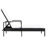 Sun Lounger with Cushion Poly Rattan Black