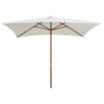 Garden Parasol 200x300 cm Wooden Pole Cream White