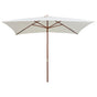 Garden Parasol 200x300 cm Wooden Pole Cream White