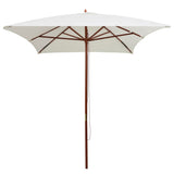 Garden Parasol 200x300 cm Wooden Pole Cream White