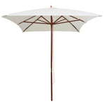 Garden Parasol 200x300 cm Wooden Pole Cream White