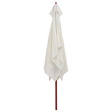 Garden Parasol 200x300 cm Wooden Pole Cream White