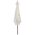Garden Parasol 200x300 cm Wooden Pole Cream White