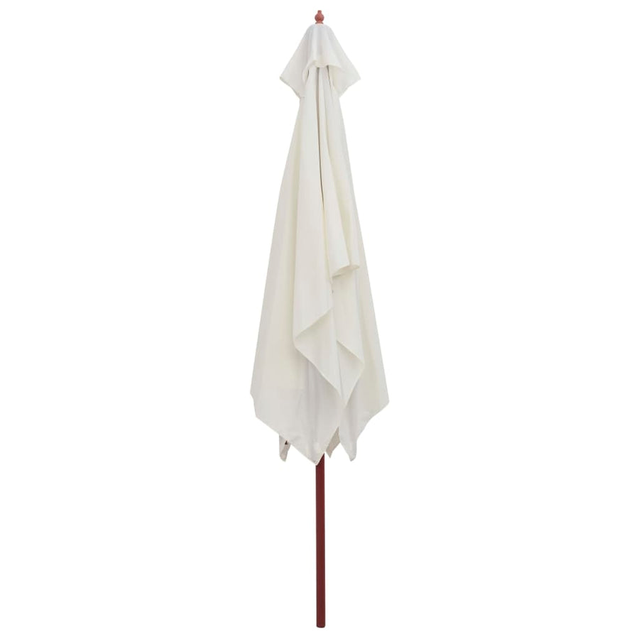 Garden Parasol 200x300 cm Wooden Pole Cream White