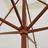Garden Parasol 200x300 cm Wooden Pole Cream White - Rear View