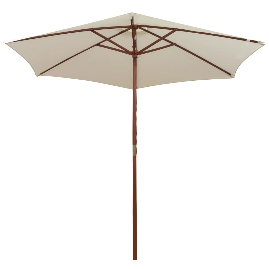 Garden Parasol 270x270 cm Wooden Pole Cream White