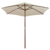 Garden Parasol 270x270 cm Wooden Pole Cream White - Front View