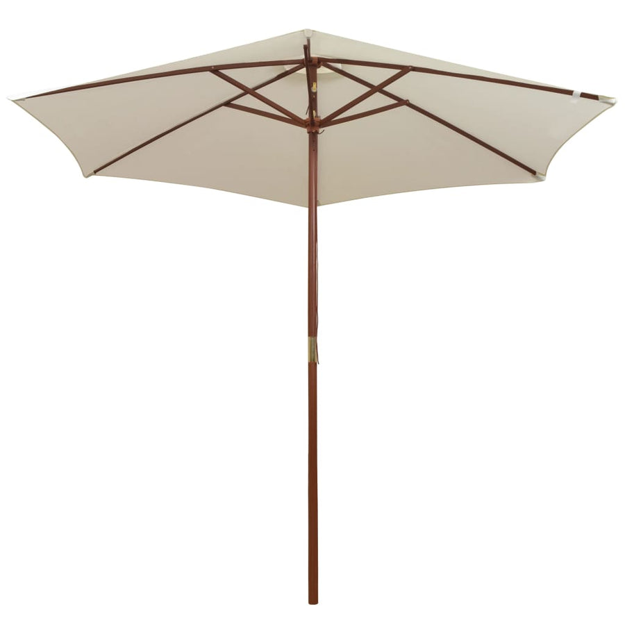 Garden Parasol 270x270 cm Wooden Pole Cream White