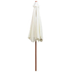 Garden Parasol 270x270 cm Wooden Pole Cream White