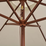 Garden Parasol 270x270 cm Wooden Pole Cream White