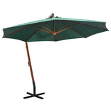 Hanging Garden Parasol 350 cm Wooden Pole Green