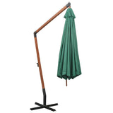 Hanging Garden Parasol 350 cm Wooden Pole Green - Top-Down View